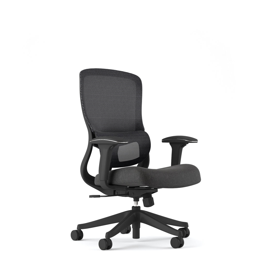 Carmen Staff Black Chair (Medium Back Mesh & Fabric Seat)