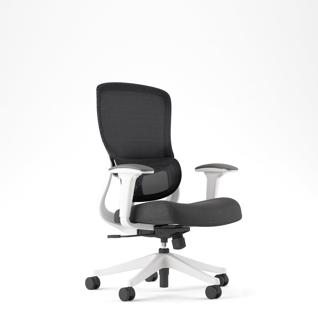 Carmen Staff White Chair (Medium Back Mesh & Fabric Seat)