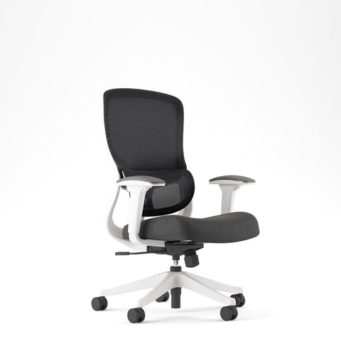 Carmen Staff White Chair (Medium Back Mesh & Fabric Seat)