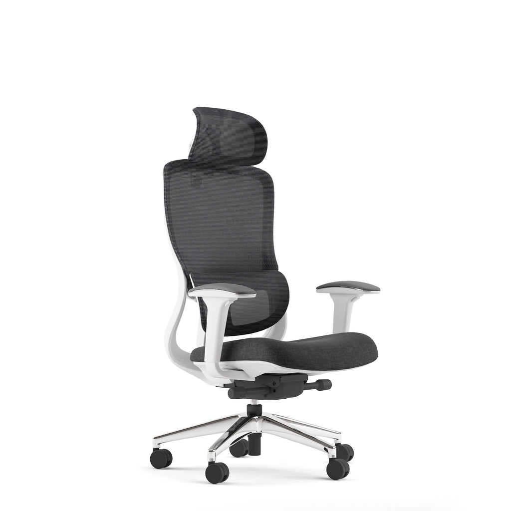 Carmen Manager White Chair (High Mesh Back & Fabric Seat)