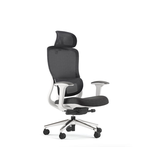 Carmen Manager White Chair (High Mesh Back & Fabric Seat)