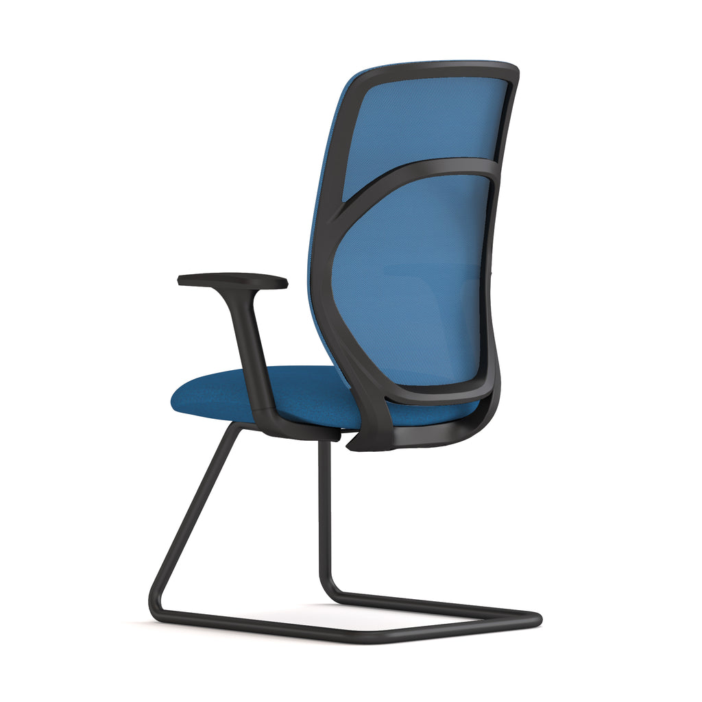 Y5  Visitor Chrome base Chair (Black Medium Back Mesh & Fabric Seat)
