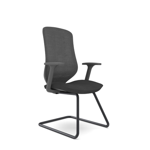 Y3 Visitor Chrome Sled Base Chair (Black Medium Mesh Back & Fabric Seat)