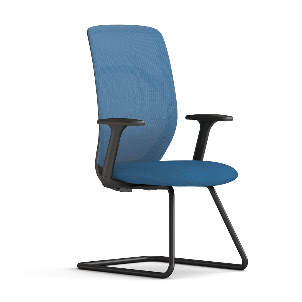 Y5  Visitor Chrome base Chair (Black Medium Back Mesh & Fabric Seat)